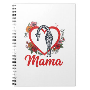 Vintage Giraffe Mama Floral Heart Shirt Design_1 Notebook