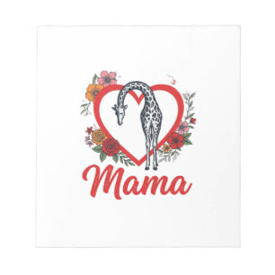 Vintage Giraffe Mama Floral Heart Shirt Design_1 Notepad