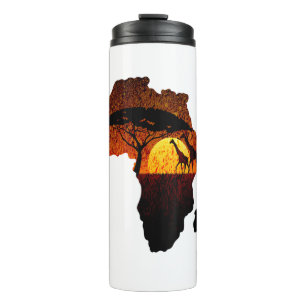 Vintage Giraffe Map Dad South Animals Safari Thermal Tumbler