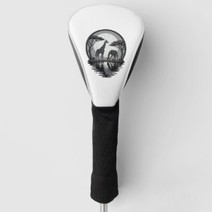 Vintage Giraffe Moon Silhouette Safari Vector Desi Golf Head Cover