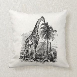 Vintage Giraffe Personalised Animal Illustration Cushion