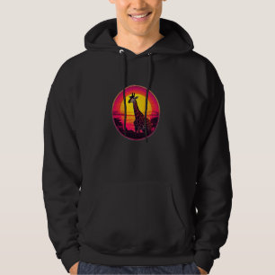 Vintage Giraffe & Retro Sun Design Stylish Animal Hoodie