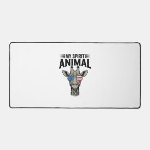 Vintage Giraffe Spirit Animal Patriotic Shirt Desi Desk Mat