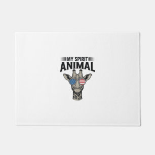 Vintage Giraffe Spirit Animal Patriotic Shirt Desi Doormat