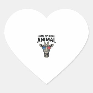 Vintage Giraffe Spirit Animal Patriotic Shirt Desi Heart Sticker
