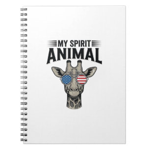 Vintage Giraffe Spirit Animal Patriotic Shirt Desi Notebook