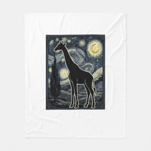 Vintage Giraffe Starry Night Engraving Shirt_1 Fleece Blanket
