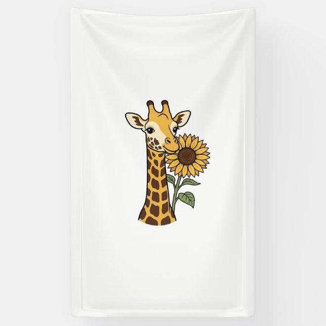 Vintage Giraffe Sunflower Vector Design_1 Banner (Vertical)