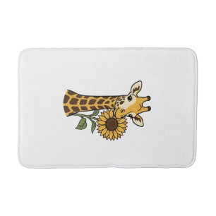 Vintage Giraffe Sunflower Vector Design_1 Bath Mat