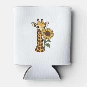 Vintage Giraffe Sunflower Vector Design_1 Can Cooler