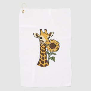 Vintage Giraffe Sunflower Vector Design_1 Golf Towel