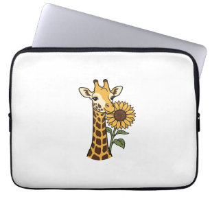 Vintage Giraffe Sunflower Vector Design_1 Laptop Sleeve
