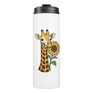 Vintage Giraffe Sunflower Vector Design_1 Thermal Tumbler
