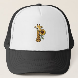 Vintage Giraffe Sunflower Vector Design_1 Trucker Hat