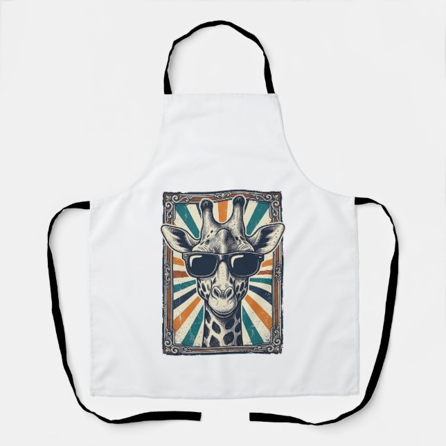 Vintage Giraffe Sunglasses Apron (Front)