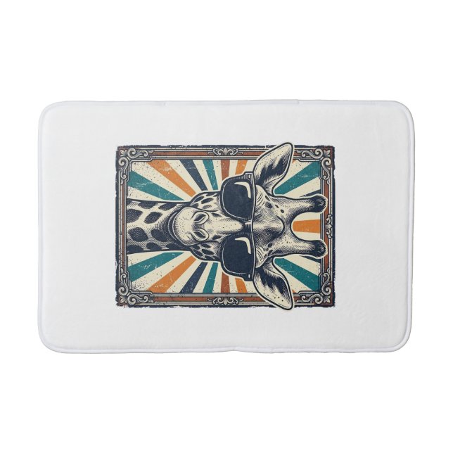Vintage Giraffe Sunglasses Bath Mat (Front)