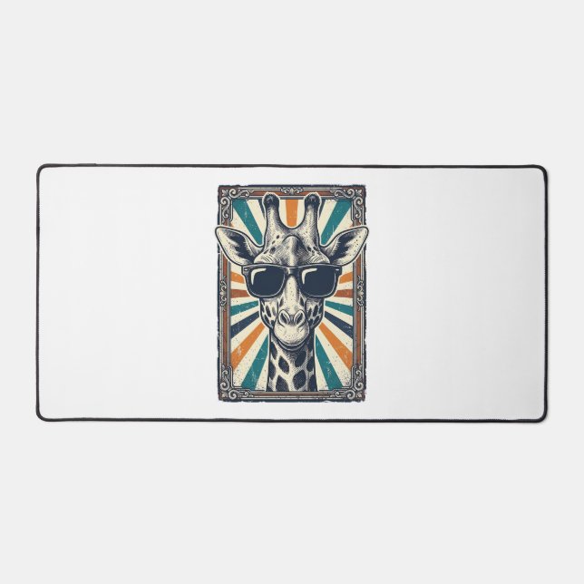 Vintage Giraffe Sunglasses Desk Mat (Front)