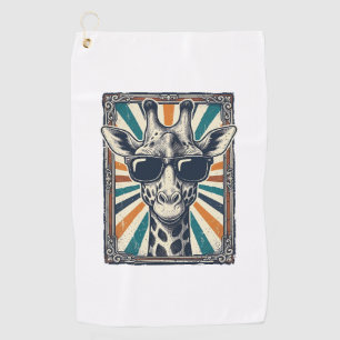 Vintage Giraffe Sunglasses Golf Towel