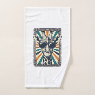 Vintage Giraffe Sunglasses Hand Towel