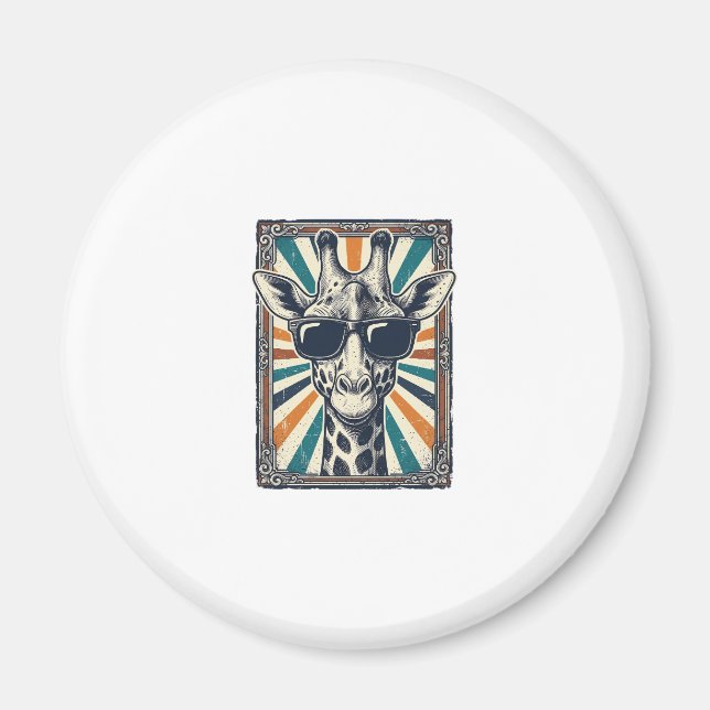 Vintage Giraffe Sunglasses Magnet (Front)