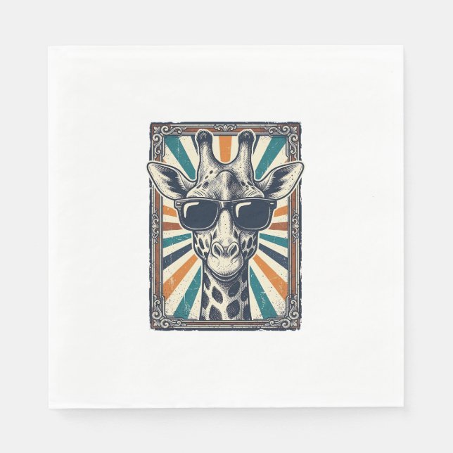Vintage Giraffe Sunglasses Napkin (Front)