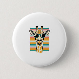 Vintage Giraffe Sunglasses Retro Stripe Vector Des 6 Cm Round Badge