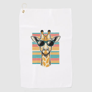 Vintage Giraffe Sunglasses Retro Stripe Vector Des Golf Towel