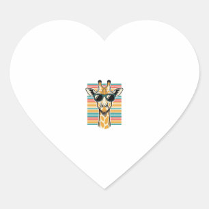 Vintage Giraffe Sunglasses Retro Stripe Vector Des Heart Sticker