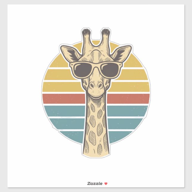 Vintage Giraffe Sunglasses Retro Sunset Vector Des (Sheet)