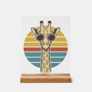 Vintage Giraffe Sunglasses Retro Sunset Vector Des Acrylic Sign