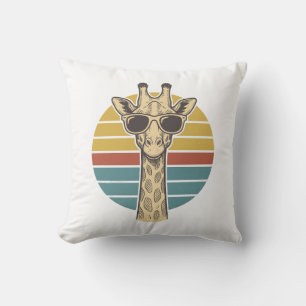 Vintage Giraffe Sunglasses Retro Sunset Vector Des Cushion