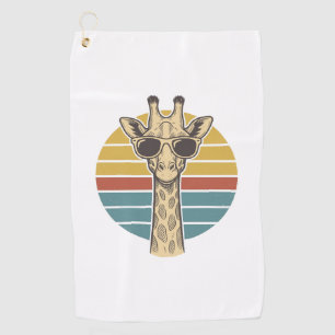 Vintage Giraffe Sunglasses Retro Sunset Vector Des Golf Towel