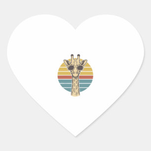 Vintage Giraffe Sunglasses Retro Sunset Vector Des Heart Sticker