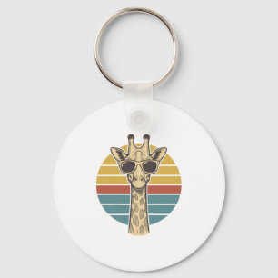 Vintage Giraffe Sunglasses Retro Sunset Vector Des Key Ring
