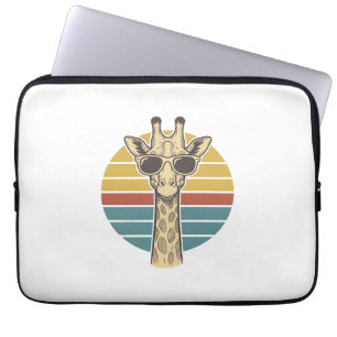 Vintage Giraffe Sunglasses Retro Sunset Vector Des Laptop Sleeve