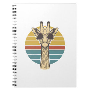 Vintage Giraffe Sunglasses Retro Sunset Vector Des Notebook