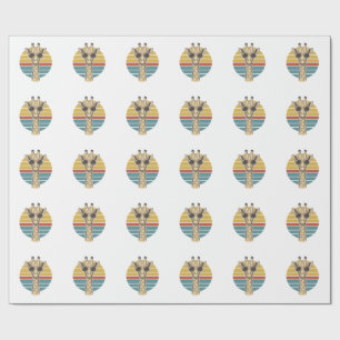 Vintage Giraffe Sunglasses Retro Sunset Vector Des Wrapping Paper