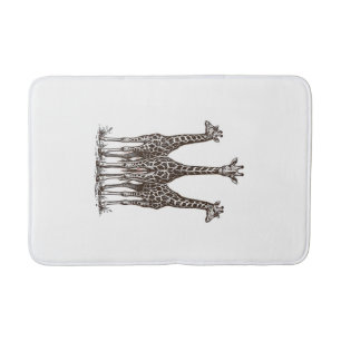 Vintage Giraffe Sunset Engraving Safari Shirt_1 Bath Mat