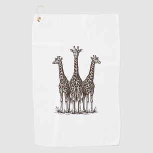 Vintage Giraffe Sunset Engraving Safari Shirt_1 Golf Towel