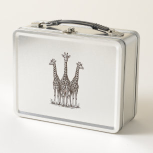 Vintage Giraffe Sunset Engraving Safari Shirt_1 Metal Lunch Box
