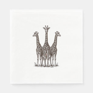 Vintage Giraffe Sunset Engraving Safari Shirt_1 Napkin