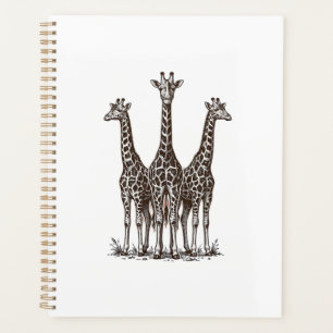 Vintage Giraffe Sunset Engraving Safari Shirt_1 Planner