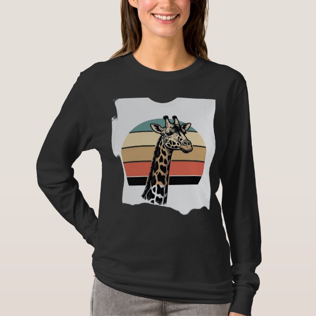 Vintage Giraffe Sunset Safari Vector Shirt Design  (Front)