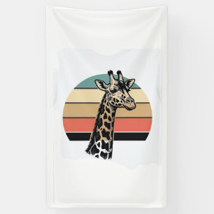 Vintage Giraffe Sunset Safari Vector Shirt Design Banner