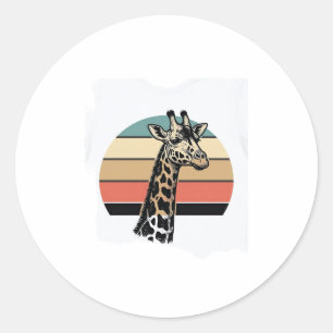 Vintage Giraffe Sunset Safari Vector Shirt Design Classic Round Sticker