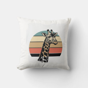 Vintage Giraffe Sunset Safari Vector Shirt Design Cushion