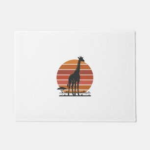 Vintage Giraffe Sunset Safari Vector Shirt Design_ Doormat