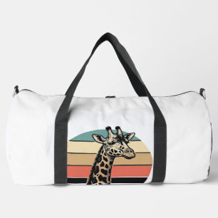 Vintage Giraffe Sunset Safari Vector Shirt Design Duffle Bag