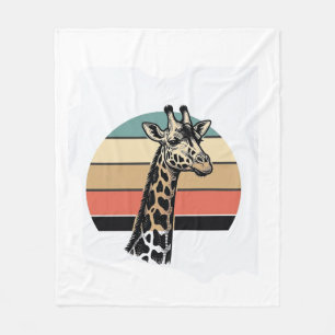 Vintage Giraffe Sunset Safari Vector Shirt Design Fleece Blanket