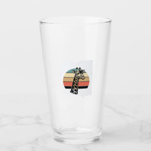Vintage Giraffe Sunset Safari Vector Shirt Design Glass